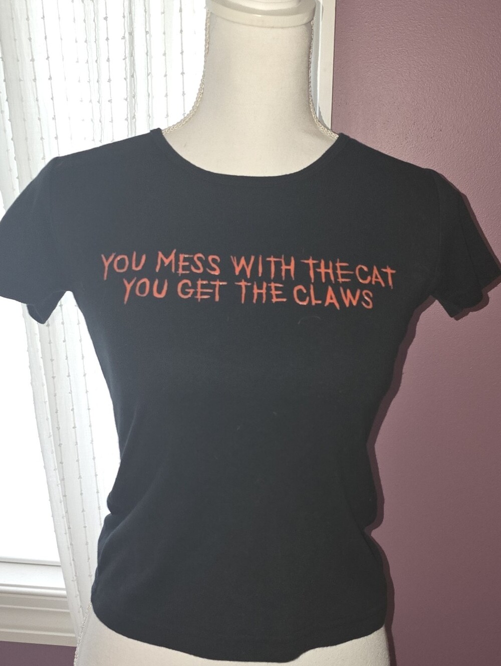 Y2K Hot Topic "You Mess With The Cat" Womens Baby Tee